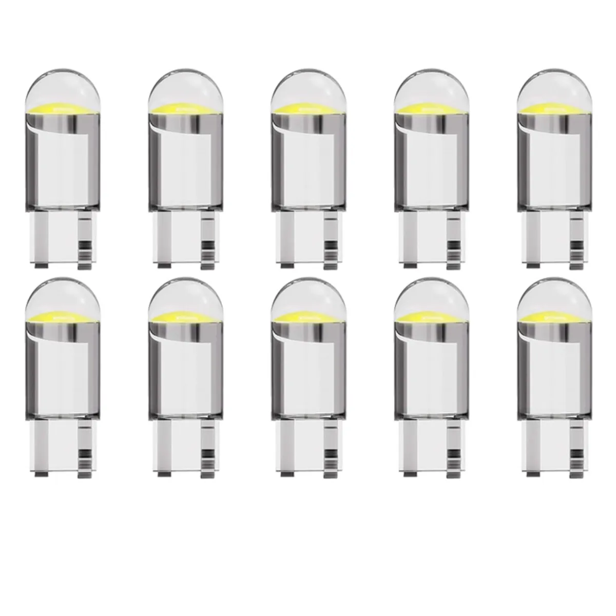 10 db LED izzó készlet, Darklove, T10 / W5W, Fehér fény, műszerfalhoz, környezeti lámpák, parkolási szenzor, Átlátszó