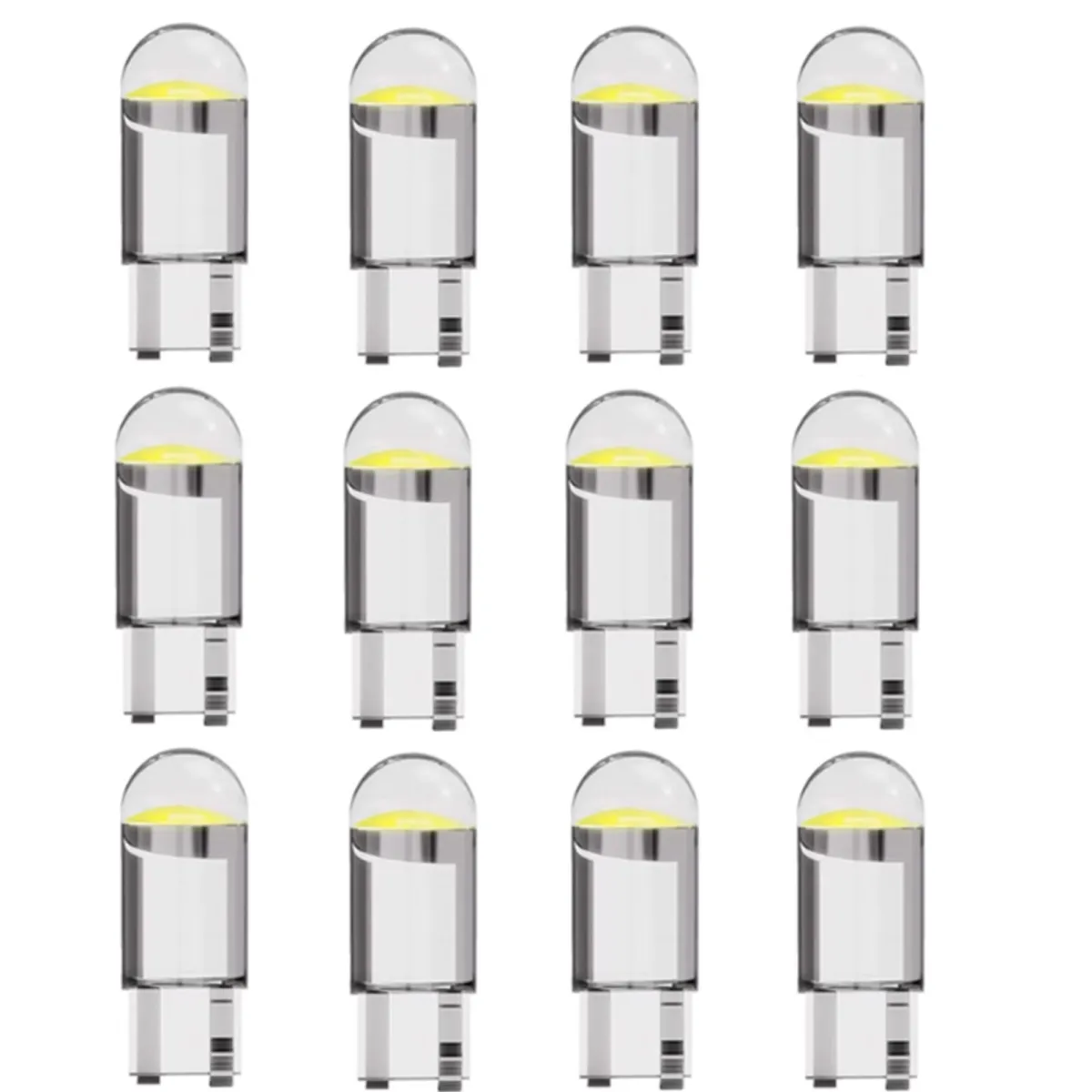 12 db LED autós izzó készlet, Axroad Mall, COB, Műszerfalhoz, Környezeti világítás, Parkolásérzékelő, DC12V, T10, Széles besugárzási tartomány, Távolság, Nagy fényerő, Akril anyag, 9×23 cm, Fehér