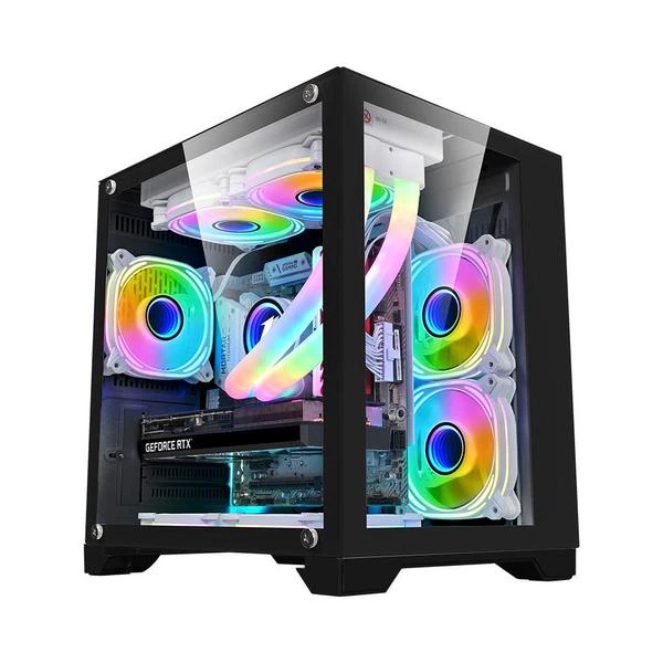 1stPlayer® Gaming PC rendszer Intel® Core™ i7 12700, 32 GB DDR4, SSD 512 GB M.2, 1 TB HDD, videokártya GeForce® RTX™ 3060 12 GB GDDR6, folyadékhűtés, aRGB, edzett üveg, MV5B556