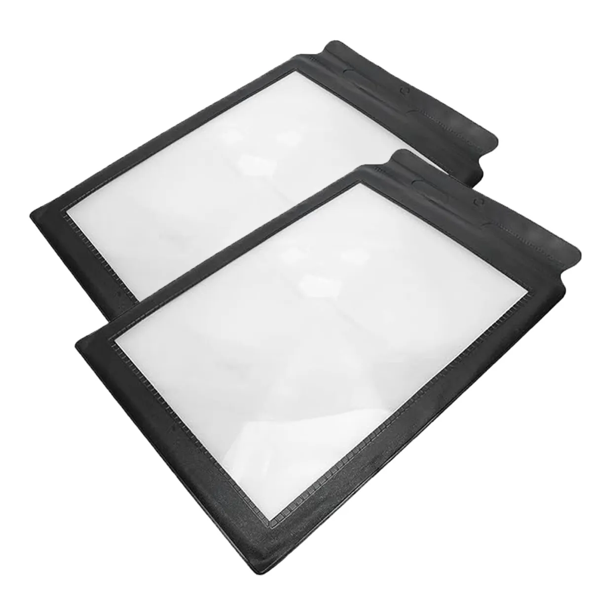 2 db A4-es olvasónagyító készlet, Hggzeg, 3x nagyítás, Hggzeg, Összecsukható PVC műanyag Robusztusság, Hordozhatóság, Enyhíti a szem fáradását – Ideális kisbetűs olvasáshoz, gyengén látók számára, Időseknek, 305x195 mm, Fekete