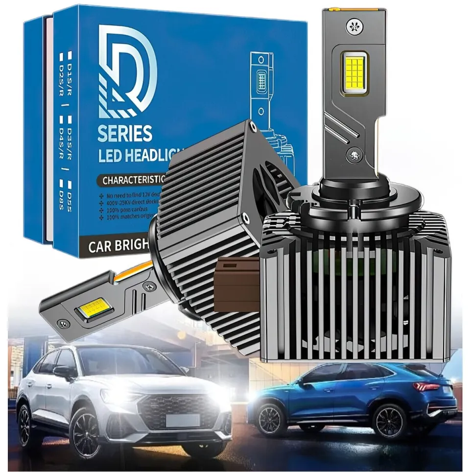 2 db D1S EXCITAT Premium LED Auto izzó készlet, 60w, 10000 lumen, 6000K, 12V, ventilátorral, hibamentes, Canbus, IP68 vízálló, fekete