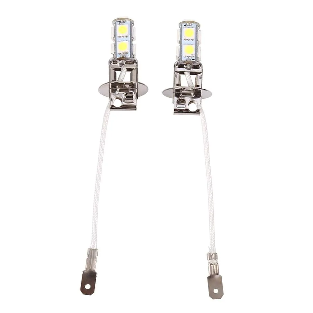 2 db LED izzó készlet 9 db SMD H3 6500K ködlámpához, fehér, DC12V