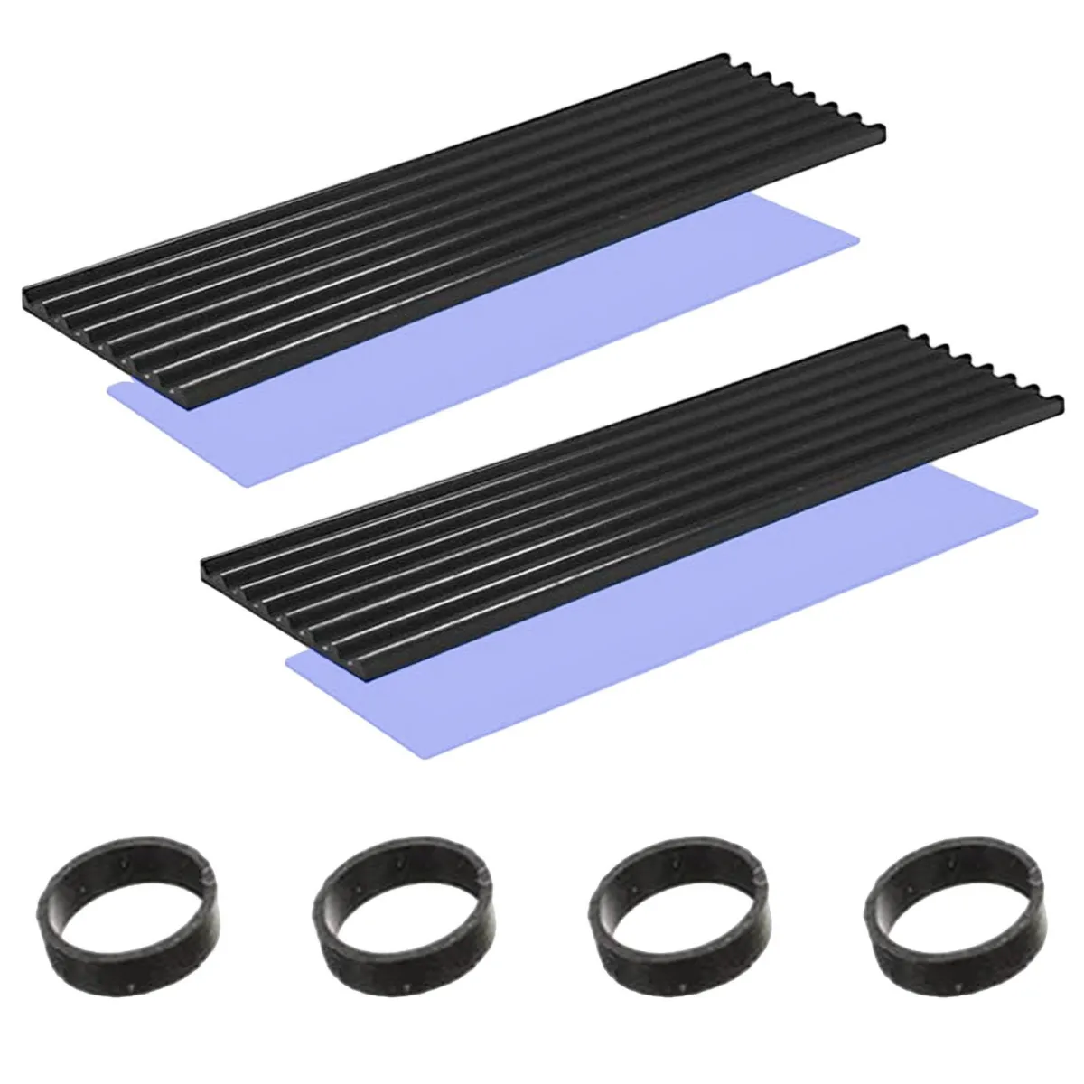 2 db M.2 SSD hűtőborda készlet, Tovbmup, alumínium, 70 x 22 x 3 mm, fekete/kék