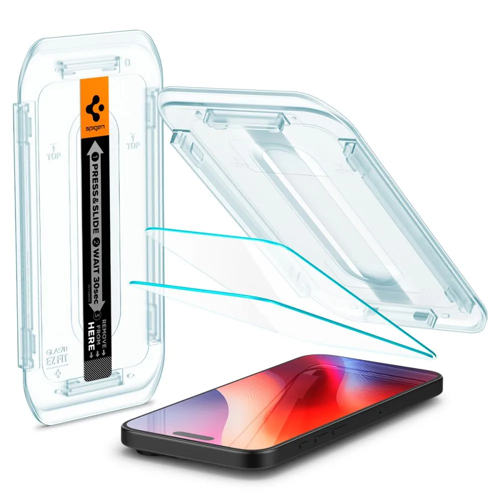 2 db-os üvegfólia szett, tokbarát rögzítési rendszerrel, Spigen GLAStR EZ FIT kompatibilis iPhone 16 Pro Max készülékkel