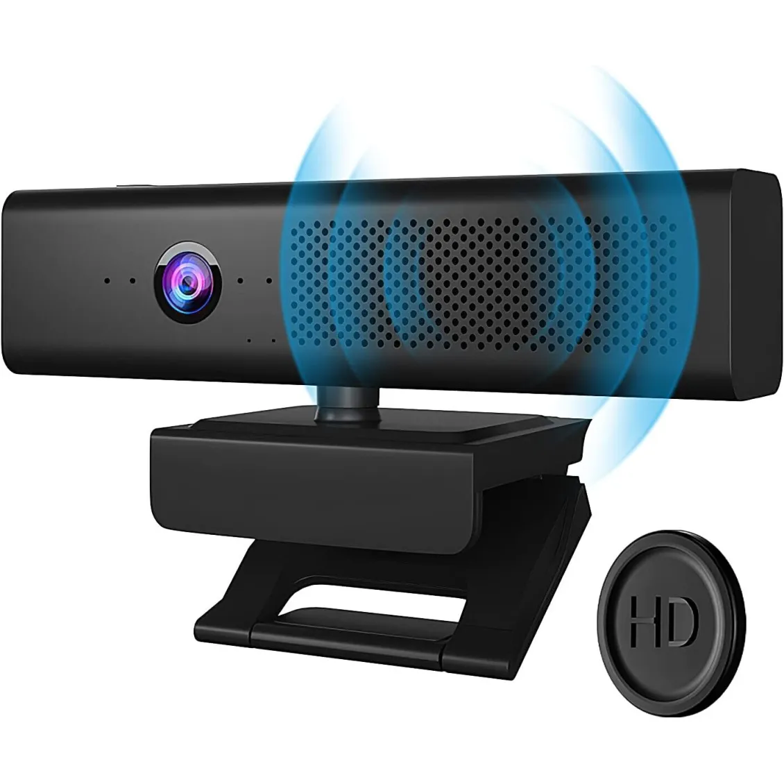 3 az 1-ben webkamera, Full HD 1080p, 4 mindenirányú mikrofon, USB, hangszóróval, fekete