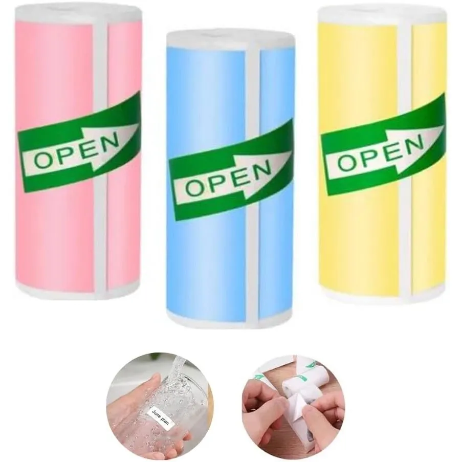 3 tekercs öntapadós nyomtatópapír készlet, VALA® ragadós színes papír, szélesség 57 mm, mini nyomtatókhoz és gyerek fényképezőgépekhez, többszínű