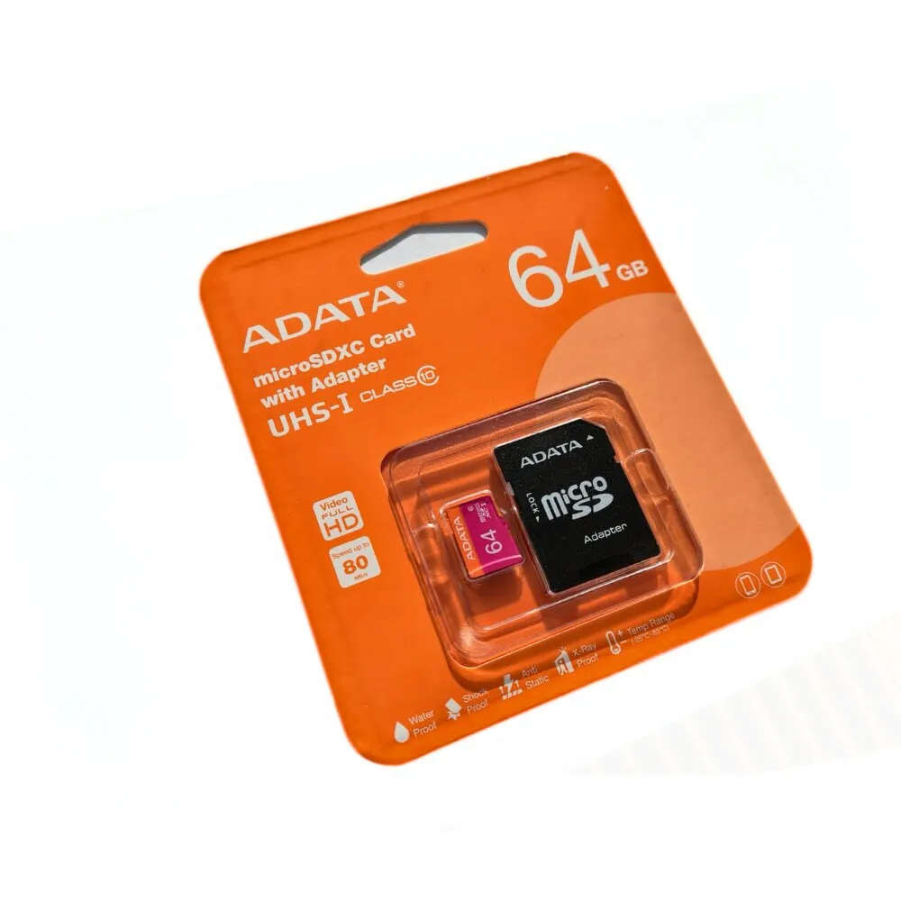 Adata MicroSDXC memóriakártya, microSD adapterrel, 64 GB, Class 10, Video