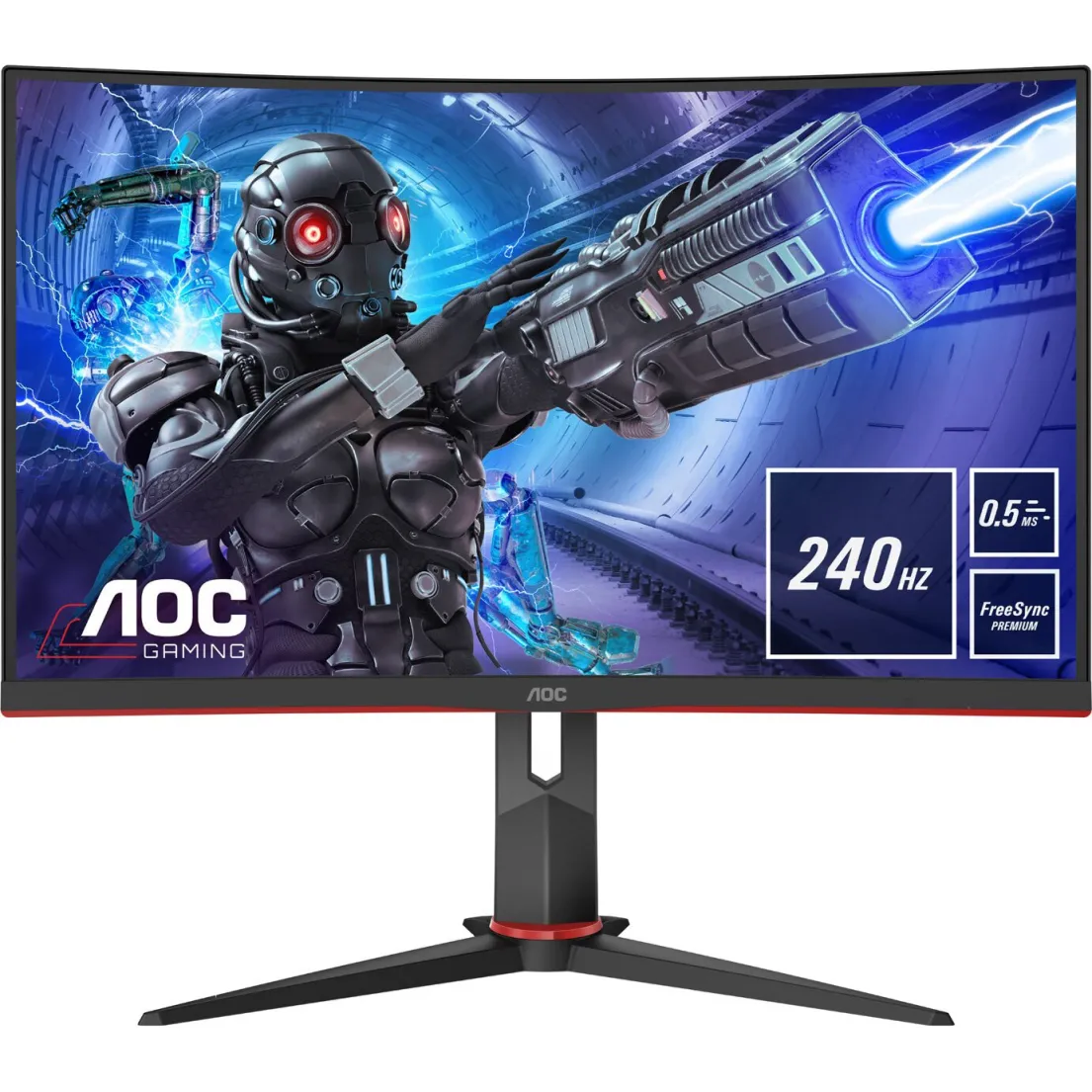 AOC C27G2ZE/BK Ívelt Gaming monitor, 27", VA, Full HD, 0.5 ms, 240Hz, FreeSync Premium, HDMI, DP