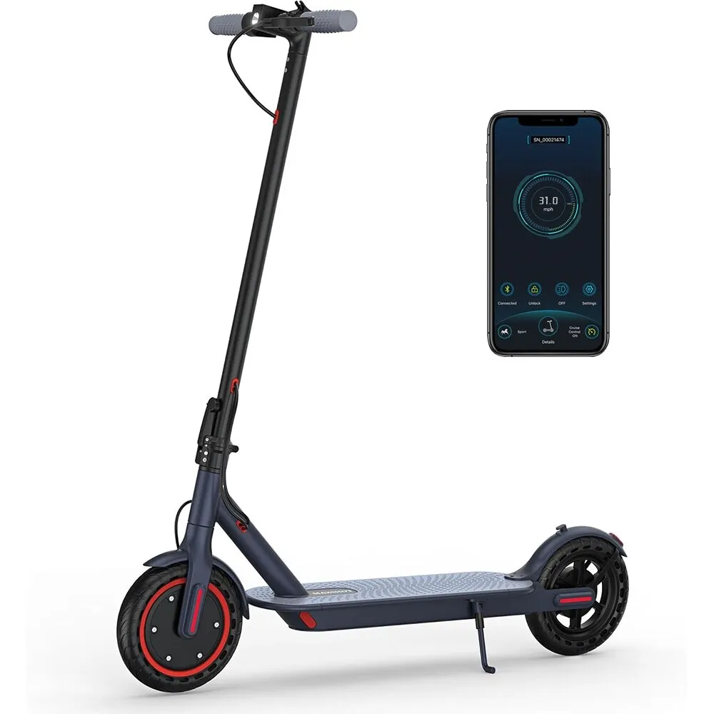 AOVOPRO TX01 elektromos robogó, 350 W, maximális sebesség 31 km/h, akkumulátor 36 V, 7,8 Ah, maximális hatótáv 25 km, elektromos roller felnőtteknek, App, fekete