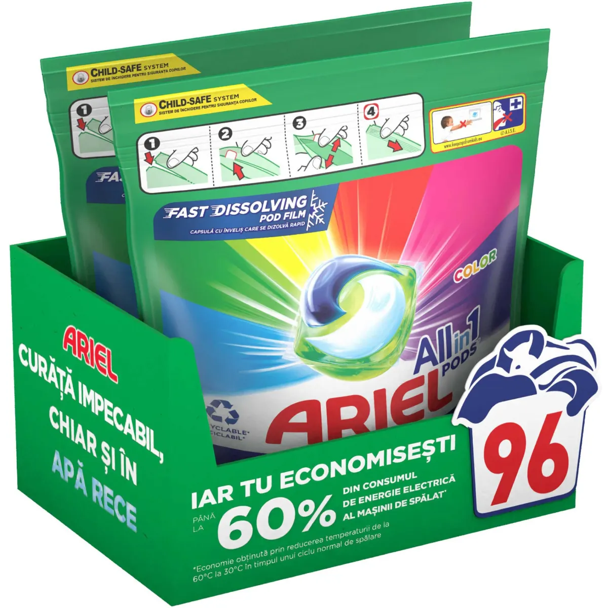 Ariel All in One PODS Color mosókapszula, 2x48 kapszula, 96 mosás