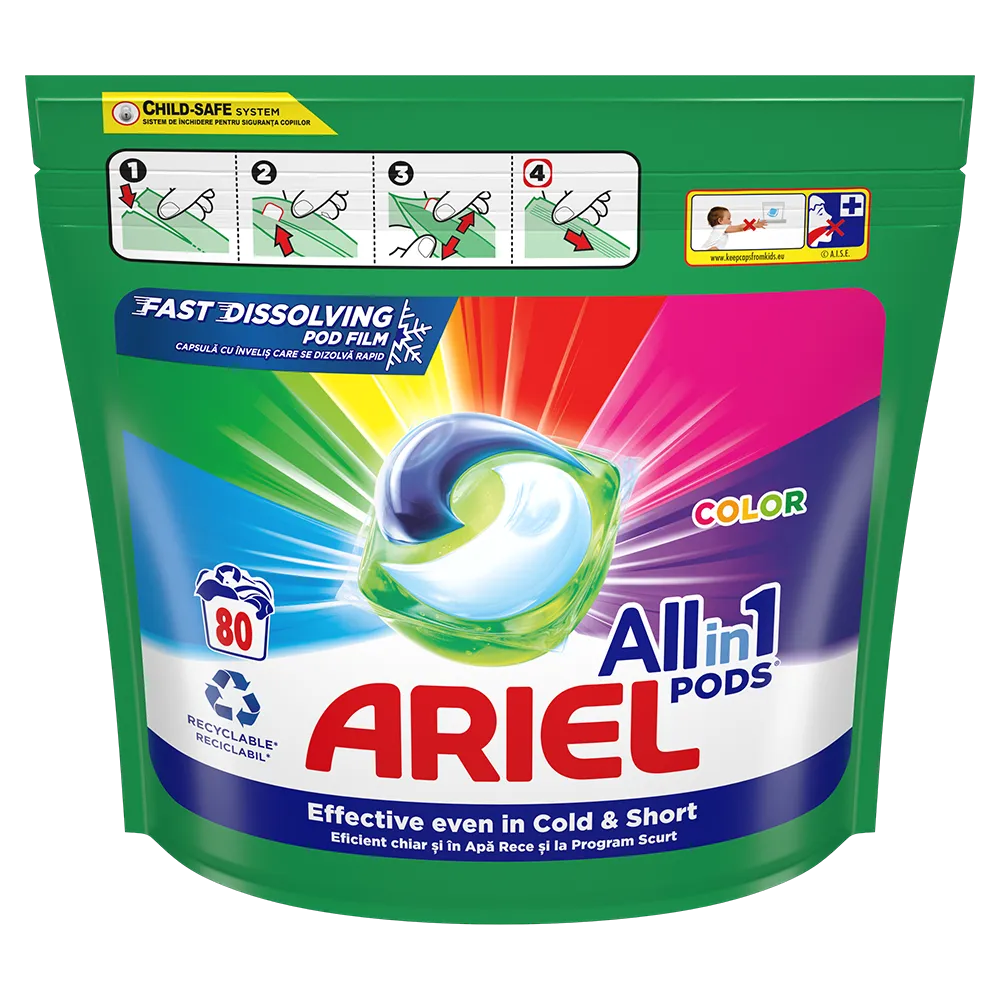 Ariel All in One PODS Color mosókapszula, 80 mosáshoz