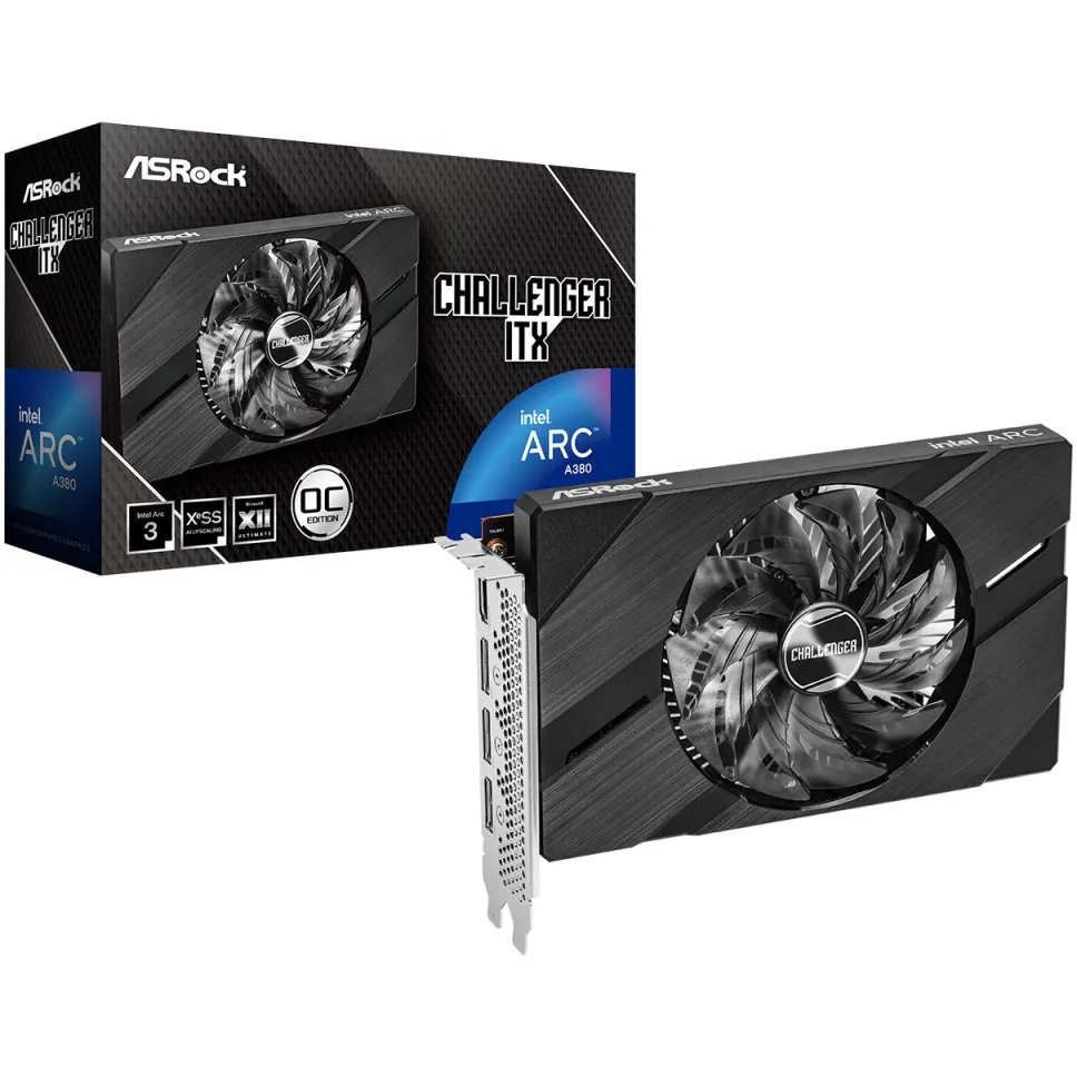 ASROCK Intel Arc A380 Challenger ITX Videokártya, 6 GB GDDR6 OC, 96 bit