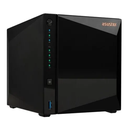 Asustor DRIVESTOR 4 Pro Gen2 AS3304T v2 NAS Realtek RTD1619B (4x1, 7GHz), memória mérete: 2GB, DDR4, beépíthető meghajtók száma: 4db, 2 "5" / 3 "5", SATA3, RAID: RAID 0, 1, 5, 6, 10, JBOD, USB3.0: 3db, LAN (2, 5Gb/s): 1 port, fekete