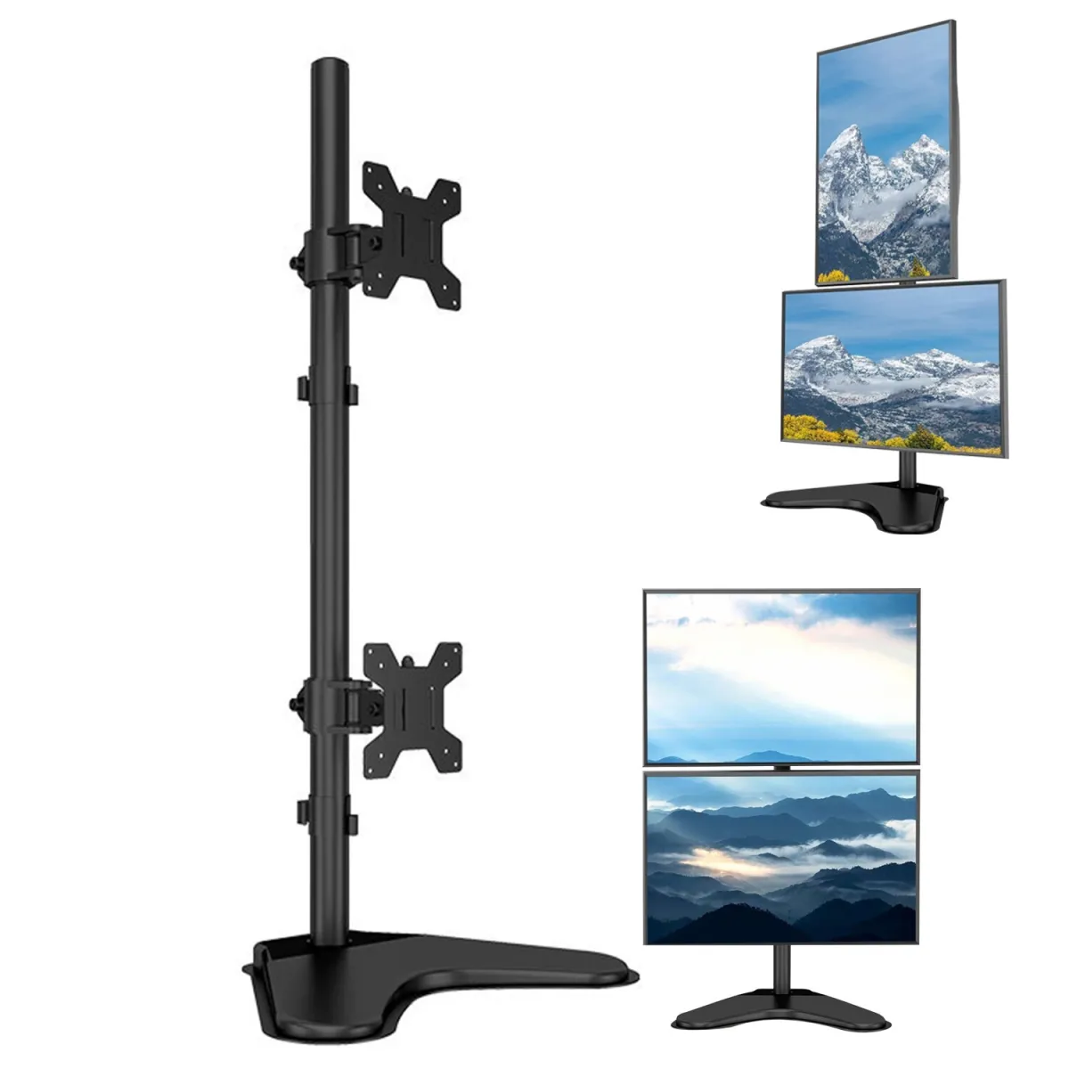 Asztali állvány 2 monitorhoz, kesment, 13-27 hüvelykes, állítható, 8 kg/monitortartó kapacitás, fekete