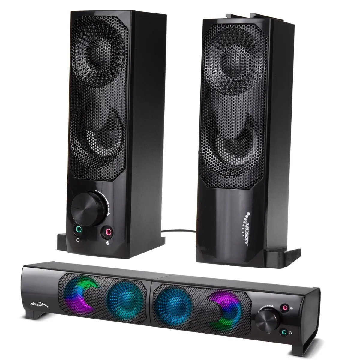 Audiocore AC955 Hangszóró készlet, 2 db, Bluetooth, 3Wx2, fekete
