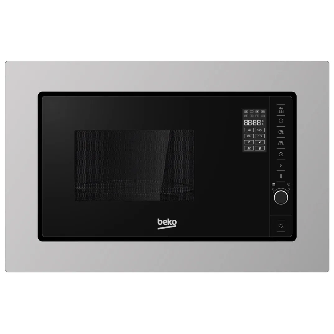 Beko MOB20231BG Beépíthető mikrohullámú sütő, 20 l, 800 W, Érintésvezérelt, Digitális időzítő, Fekete/Rozsdamentes acél + Installációs készlet MOK20232X, Rozsdamentes acél