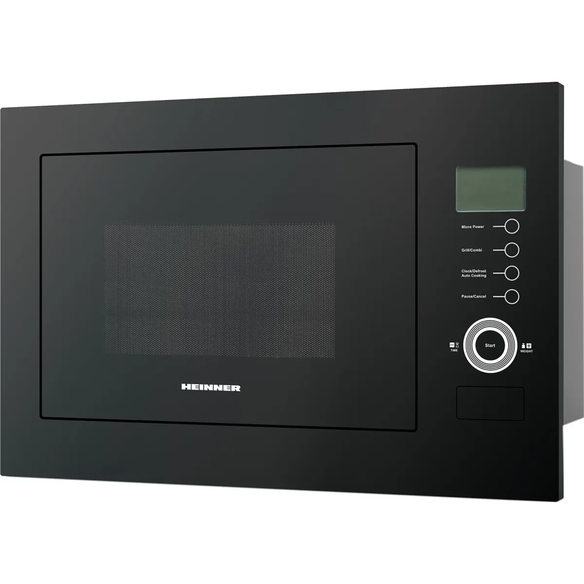 Beépíthető mikrohullámú sütő Heinner HMW-25BIGBK, 25 L, 900 W, Grill, Érintő vezérlés, LCD kijelző, Fekete üveg