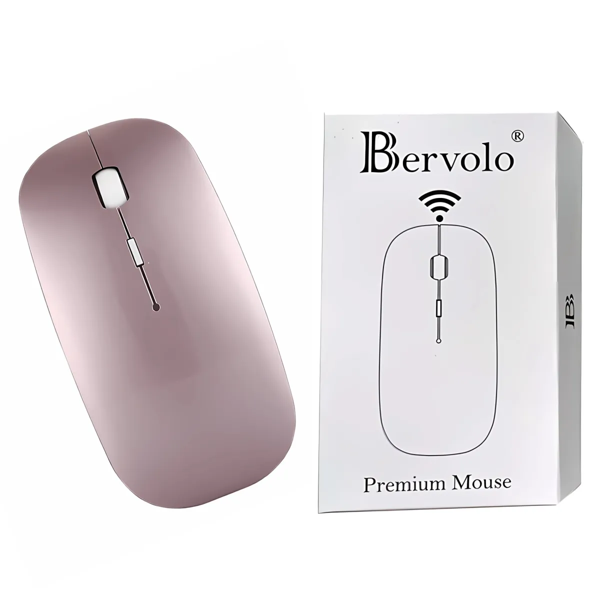 Bervolo® Office kettős vezeték nélküli USB és Bluetooth 5.0 egér, USB töltés, Windows, Mac, Android, 750mAh akkumulátor, állítható DPI nagy felbontással, rózsaarany