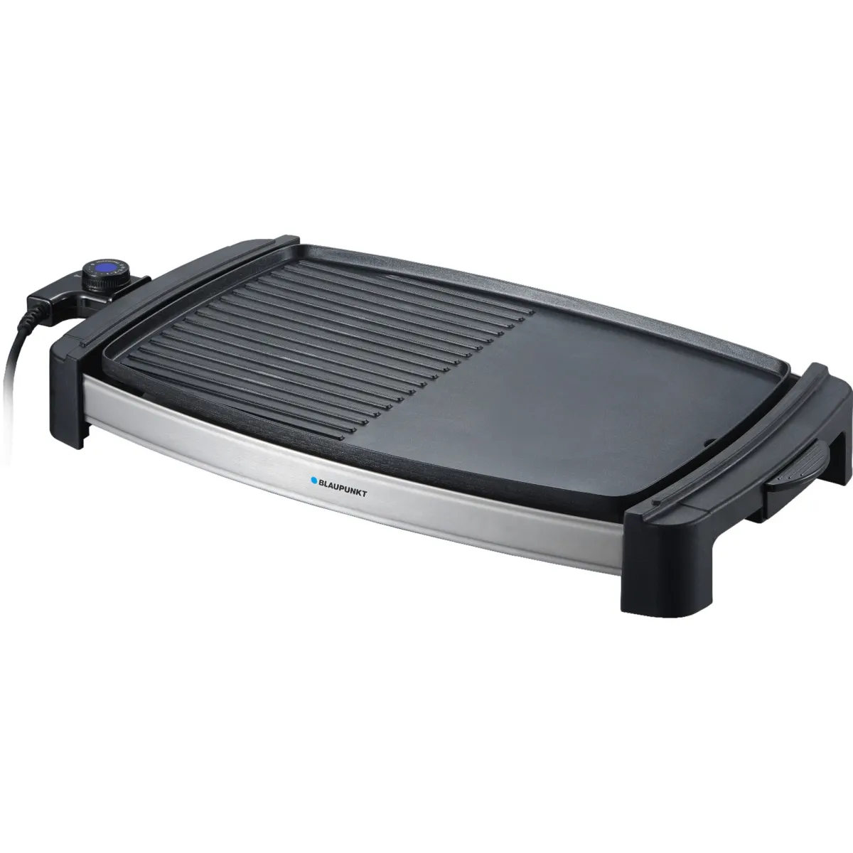 Blaupunkt GRT301 Elektromos grill, 2000W, állítható hőmérséklet, megfordítható tányér, tányér 45x30 cm, fekete