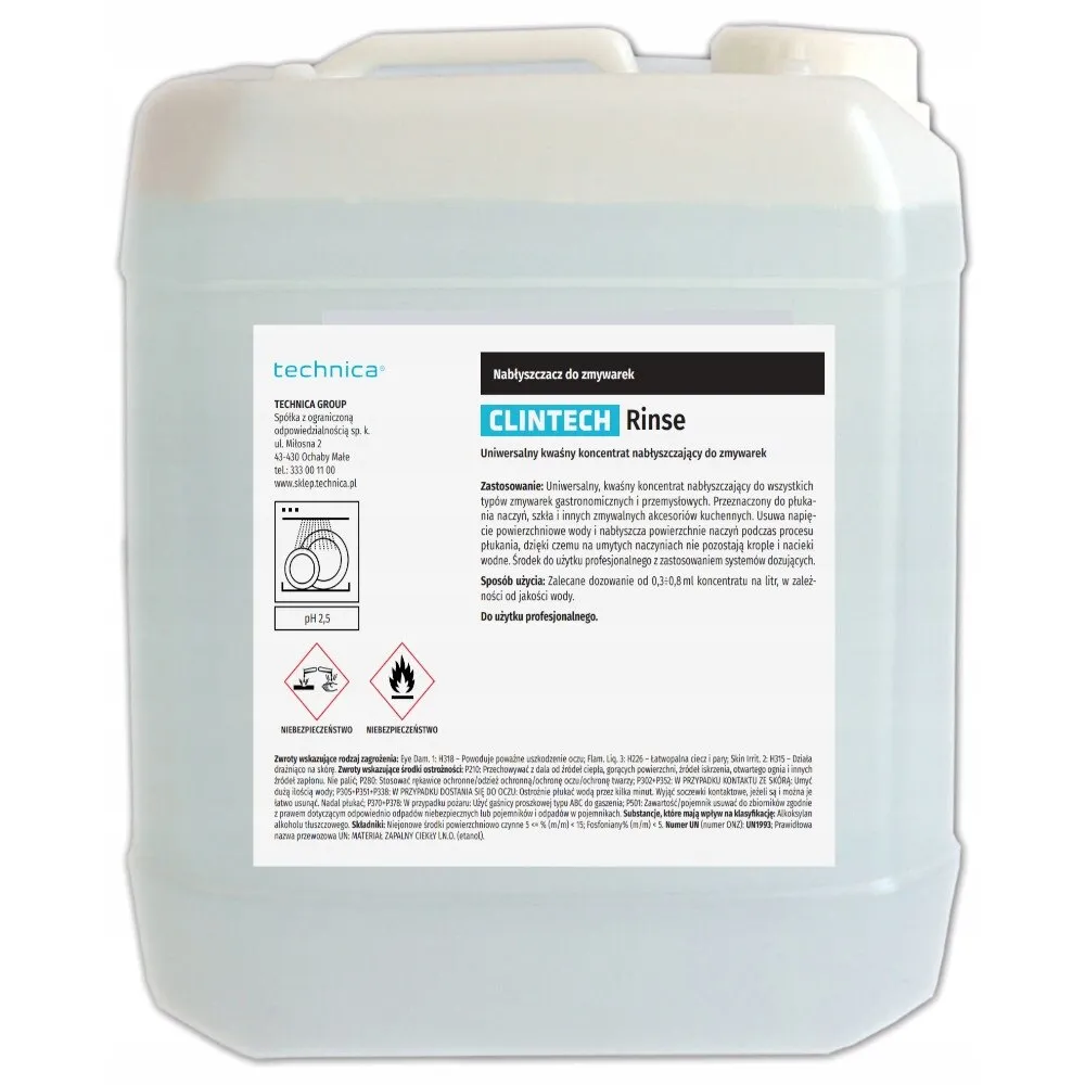 Öblítőszer mosogatógéphez, CLINTECH, 10 L, Fehér