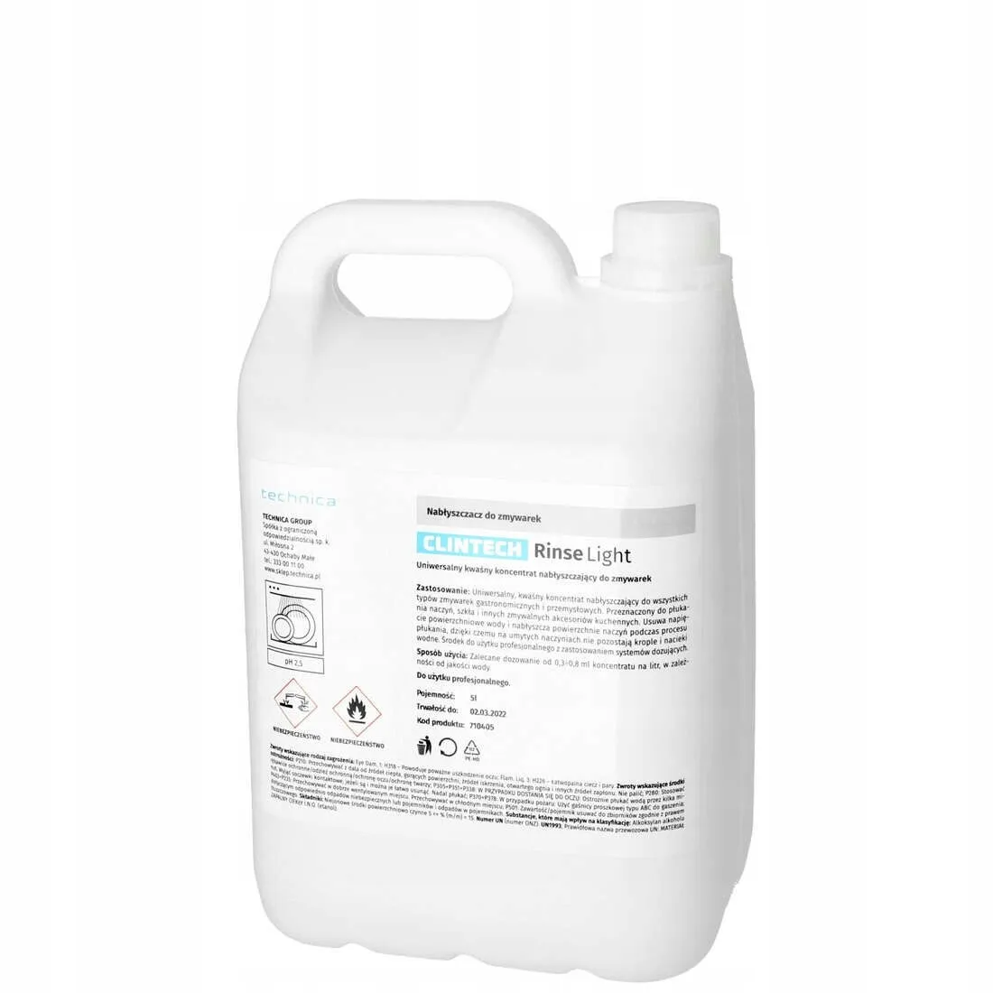 Öblítőszer mosogatógéphez, CLINTECH, 5 L, Fehér