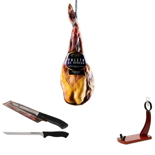 Bodega sonka ajándékcsomag, tartó és speciális kés, 4 kg