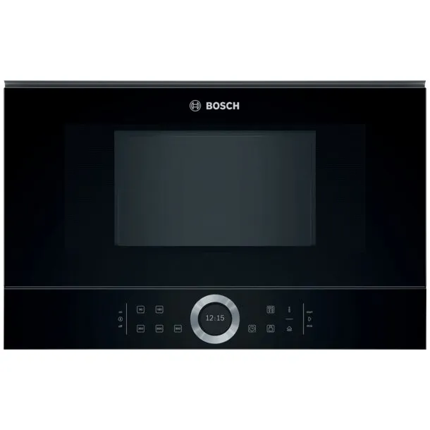 Bosch BFL634GB1 beépíthető mikrohullámú sütő, 21 l, 900 W, 7 program, Forgógyűrű, Érintő vezérlés, TFT kijelző, Fekete