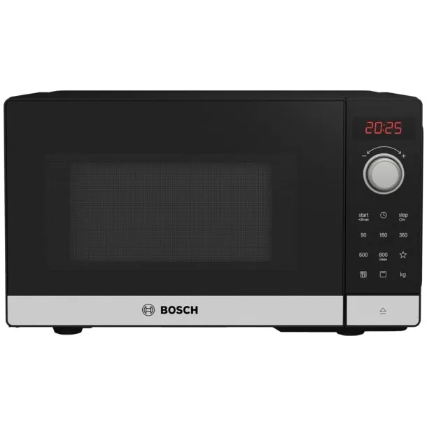 Bosch FEL023MS2 mikrohullámú sütő, 800W, 20L, digitális kijelző, hidrolitikus rendszer, LED világítás, fekete üveg