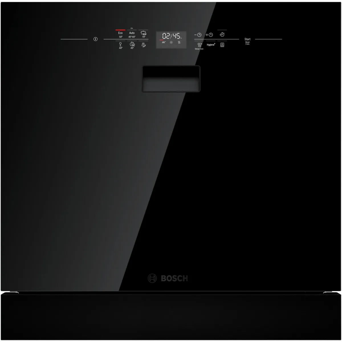 Bosch SCX6ITB00E beépíthető mosogatógép, 8 teríték, 6 program, ExtraDry, EcoSilence Drive, Touch Control, E energiaosztály, 60cm, Fekete üveg