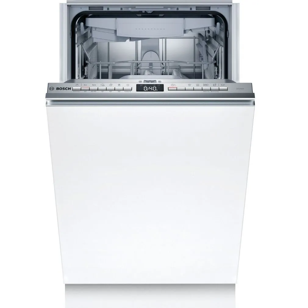 Bosch SRV4XMX16E Serie4 integrálható mosogatógép, 10 teríték, 6 program, 5 opció, LED kijelző, nyomógombos vezérlés, F energiaosztály,