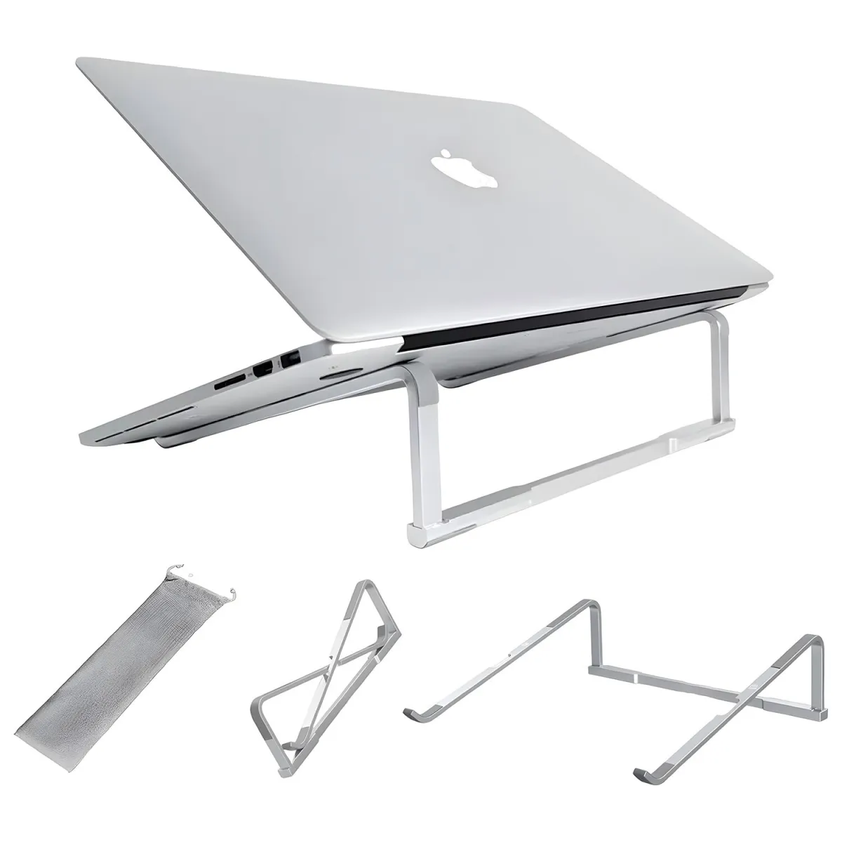 BYONDSELF Laptop állvány, összecsukható, csúszásgátló, 10-15,6 hüvelykes laptopokkal kompatibilis, alumínium, 26 × 7,5 × 0,5 cm, ezüst