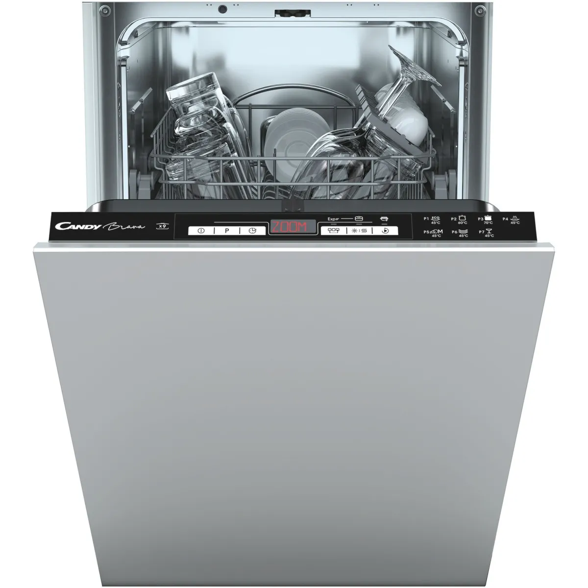 Candy Brava CDIH 2D949 beépíthető mosogatógép, 9 teríték, 7 program, Aquastop, 39" Rapid Cycle, 60cm, E energiaosztály