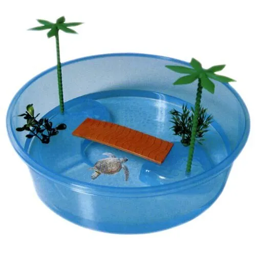 Cobbys Pet Teknőstál kerek 26cm x 7,5cm 3l szigettel és pálmákkal