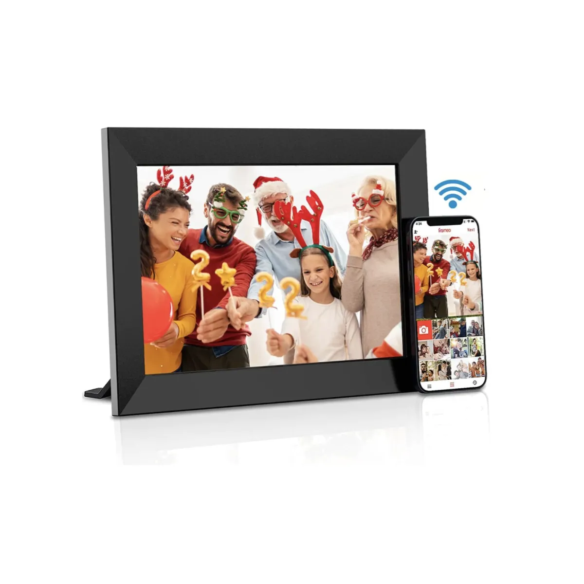 Digitális képkeret WIFI TrendMax RW6083, 10 hüvelykes, érintőképernyő 800x1280 HD IPS, Frameo alkalmazás, USB nyílás, SD kártya, fotók/videó, hangszóró, fekete