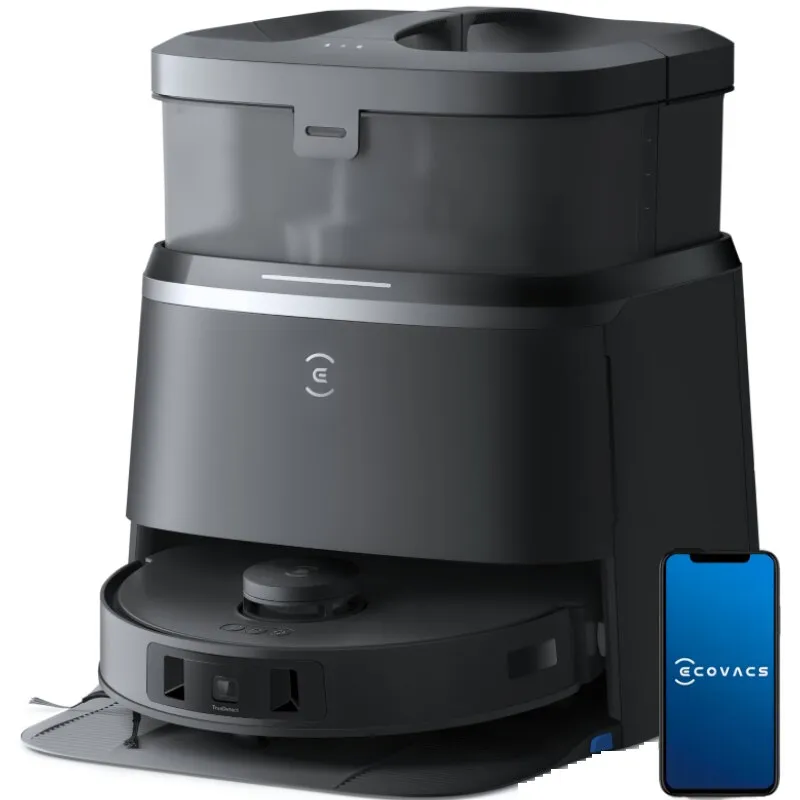 ECOVACS T30 DEEBOT OMNI Robotporszívó, Szívás és felmosó, szívóteljesítmény 11000Pa öntisztítóval, TruEdge™ tisztító technológiával, ZeroTangle™ kisállatszőr tisztítás, fekete