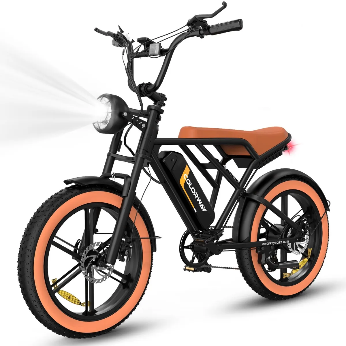Elektromos kerékpár 20x 4,0", COLORWAY, kivehető akkumulátorral 48V 15Ah, Shimano 7 sebesség, 250W, fekete-narancs