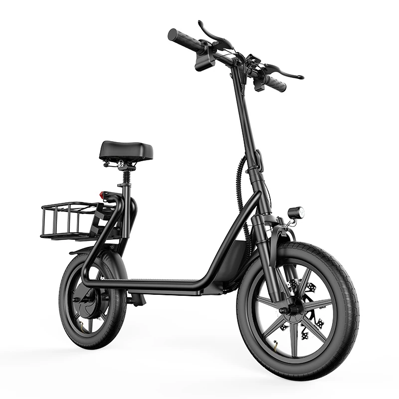 Elektromos roller Aovopro ES14, Maximális sebesség 35km/h, 48V 11Ah, Motor 500W, Kerekek 14", üléssel és rakománytartóval, Fekete