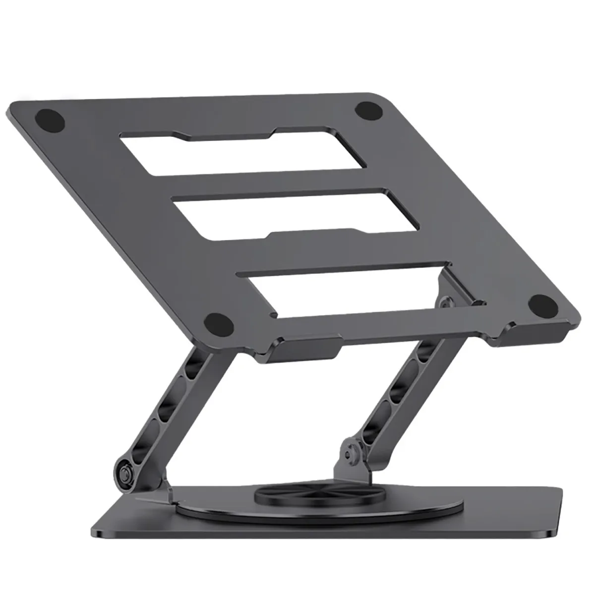 Elindor Ergonomikus laptopállvány, hordozható, állítható, laptophoz és tablethez, 360°-ban forgatható talppal, univerzális, összecsukható, csúszásmentes szilikon, kompatibilis minden 10-17''-os laptoppal, Fekete 31
