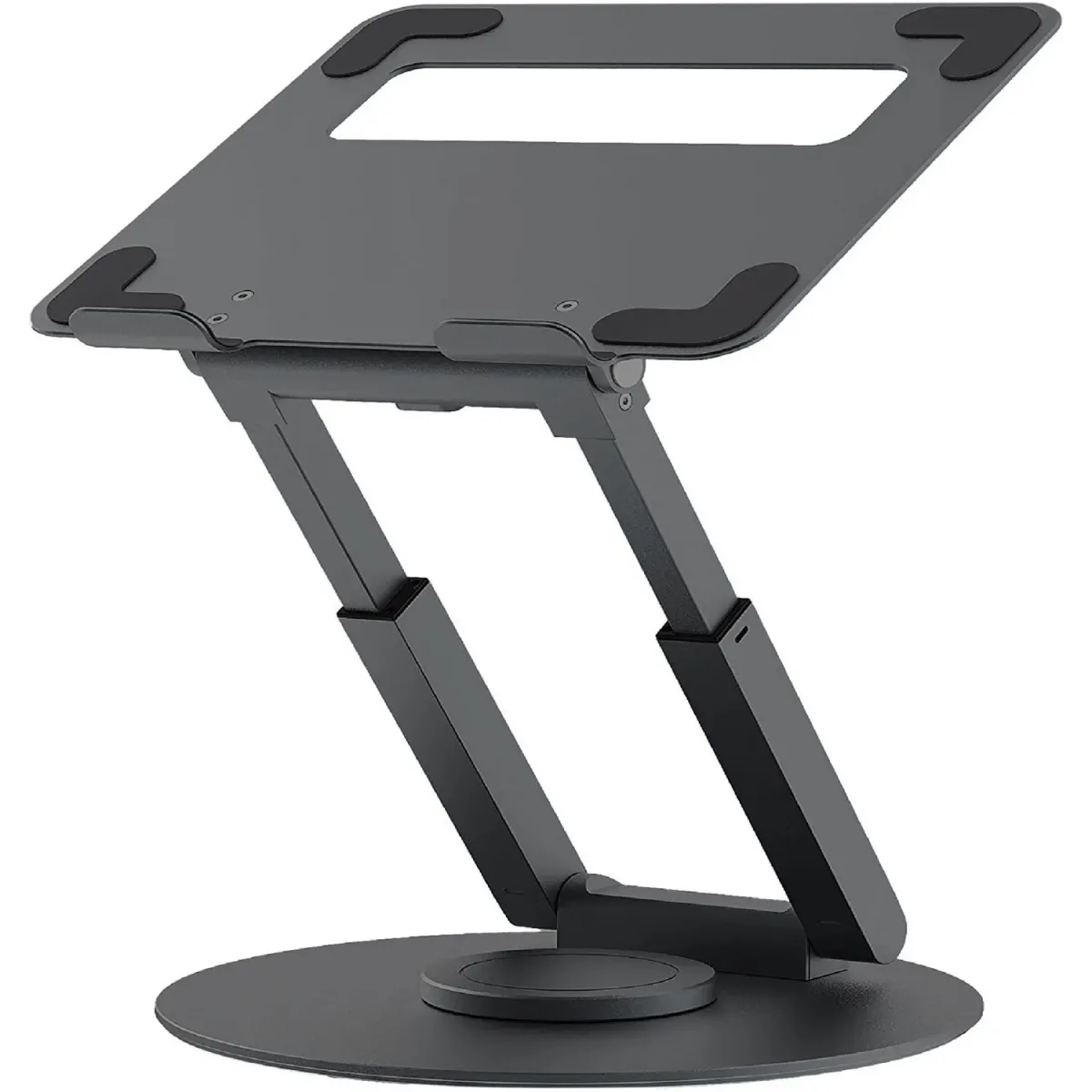 Elindor Ergonomikus laptopállvány íróasztalhoz, 360°-ban forgatható talp, összecsukható, csúszásmentes szilikon, állítható magasságú, kompatibilis minden 10-17"-es laptoppal, Sötétszürke
