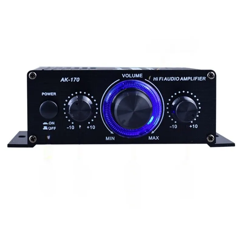 Erősítő hangszórókhoz, teljesítmény 2x20W, S/N arány 90db, 47K felbontás, HiFi hangminőség, LED fénygyűrű, fekete