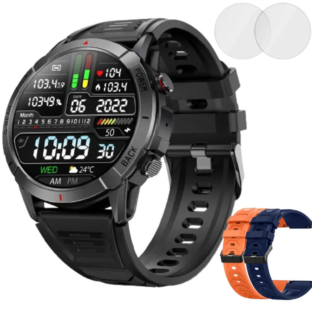 ESL by Essential Level okosóra, 1,43" AMOLED 466*466 HD kijelző, Bluetooth 5.1, SMS/közösségi média, 111 fizikai aktivitás figyelése, pulzus/alvás/SpO2, akkumulátor 400 mAh, 3 szíj, 2 fóliavédő, fekete