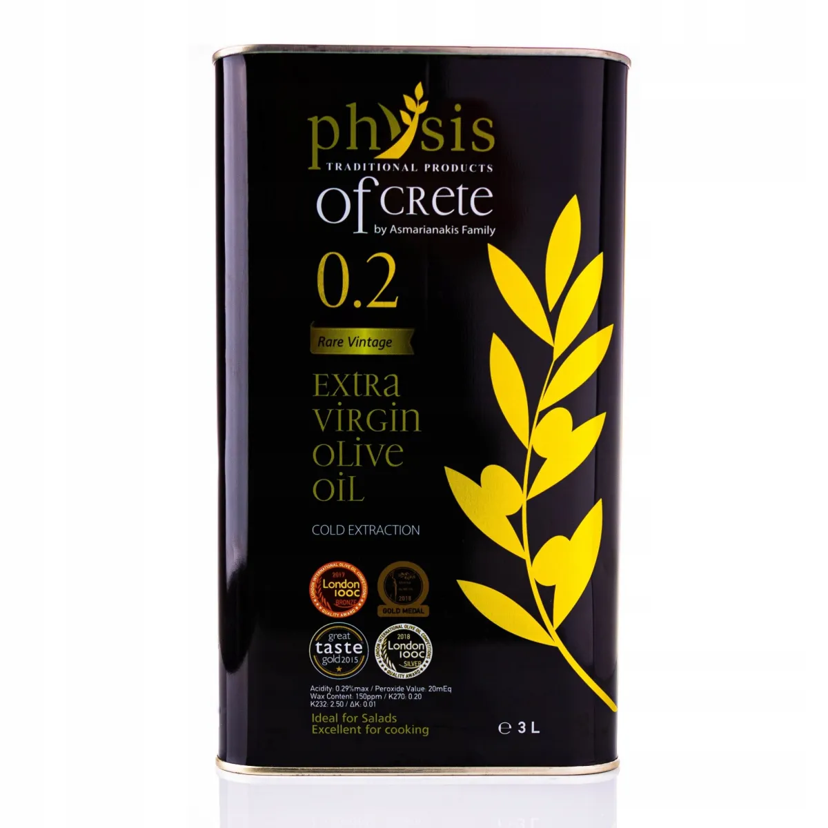 Extra szűz olívaolaj, Physis of Crete, ritka évjárat, 0,2, 3000 ml