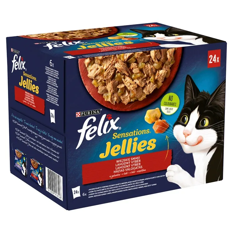 Felix Sensations Jellies Házias válogatás aszpikban nedves macskaeledel, 24x85 g