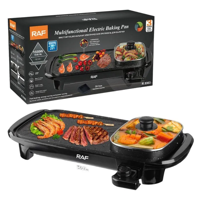 Füstmentes elektromos grill, 5 fokozatban állítható hőmérséklet, tapadásmentes lemez, 1500 W, fekete