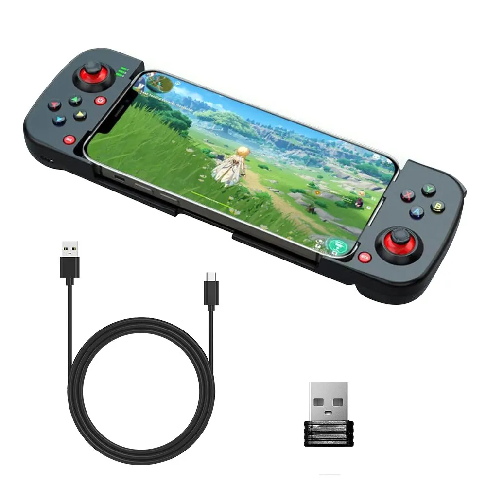 GamePad Controller Gaming, JESWO®, Android telefonhoz, iOS, PC, PS, Nintendo Switch, Bluetooth 5.0, vezeték nélküli, 135-173 mm-es bővíthető, fekete