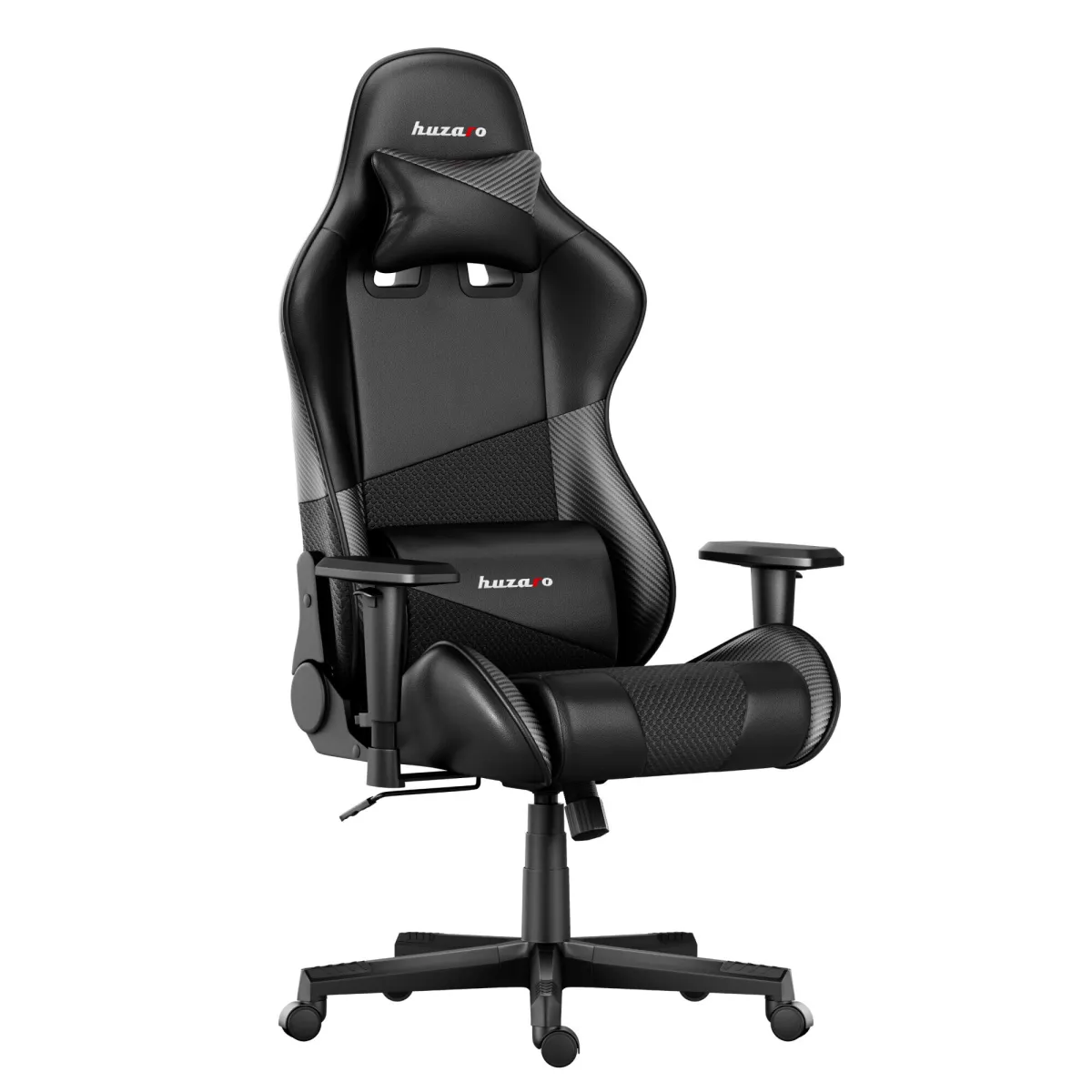 Gaming szék, Huzaro Force 6.2, Állítható Karfák, Állítható Ágyéki láb + Nyakpárna, 130 Kg, Fekete Karbon