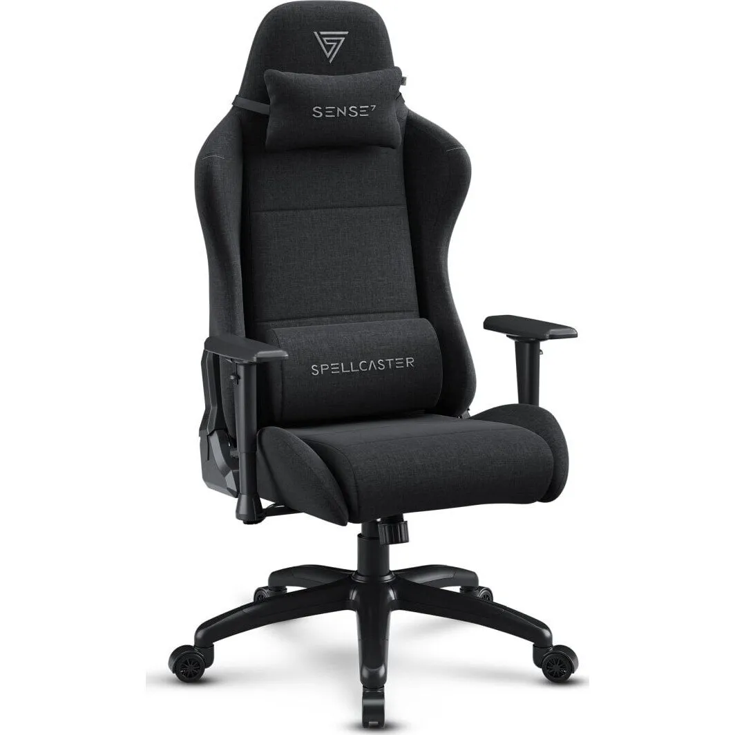 Gaming szék SENSE7 Spellcaster FUKU XL méretű, textil anyag, 160 kg, fekete