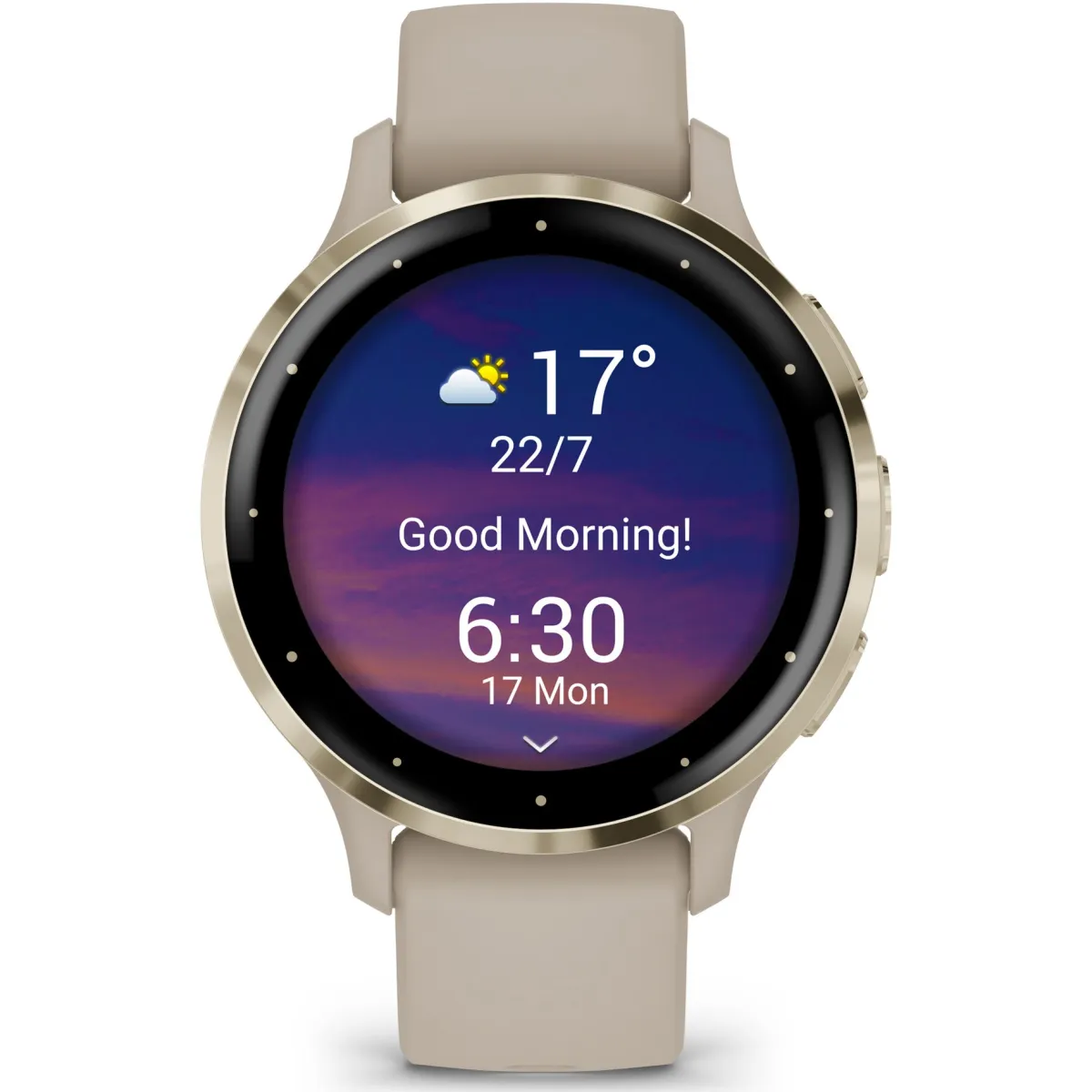 Garmin Venu 3S Okosóra francia szürke-krémarany, szilikon szíjjal