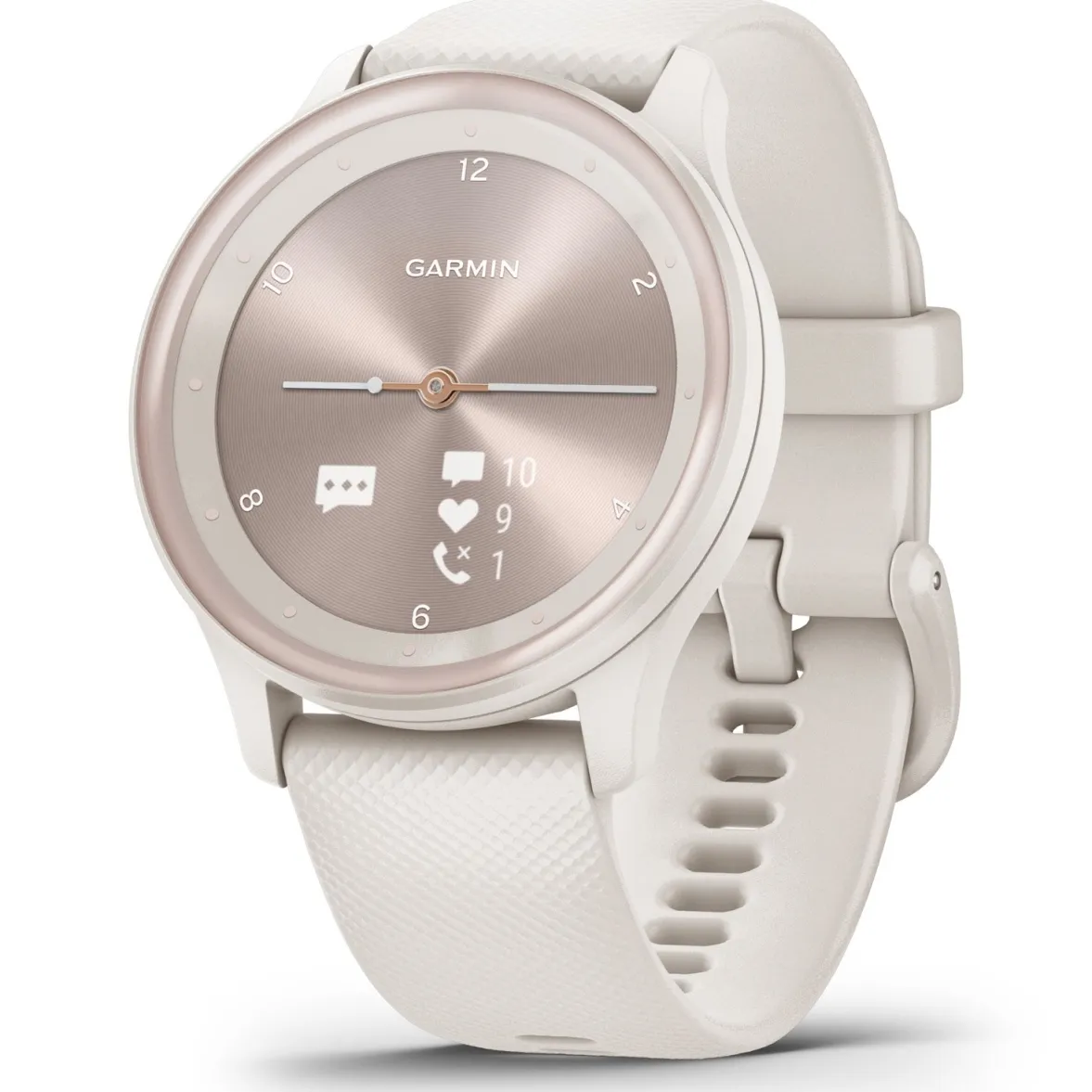Garmin Vívomove Sport okosóra, fehér szilikon szíjjal, barackarany órakerettel