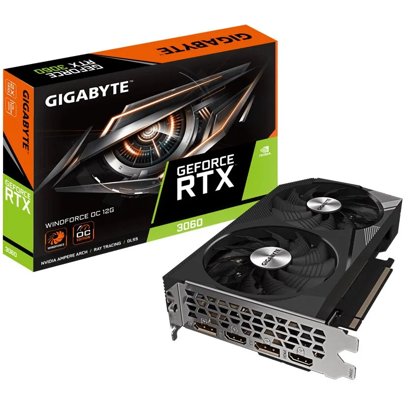 GIGABYTE GeForce RTX 3060 WINDFORCE OC rev. 2.0 Videokártya, 12 GB GDDR6, 192 bites